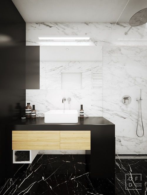 mobilier baie modern chiuveta pe blat din marmura
