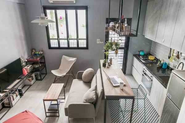 amenajare living modern cu bucatarie