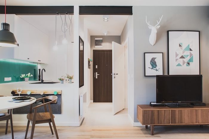 amenajare garsoniera 36 m2 stil modern living modern bucatarie moderna
