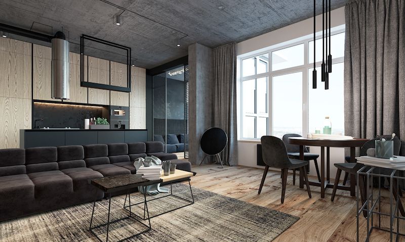 Amenajare living open space in apartament de 124 m2
