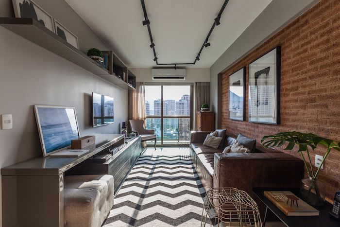 amenajare living modern in apartament modern cu trei camere
