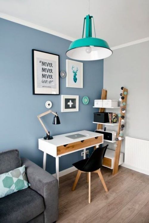 idee amenajare birou alb in living