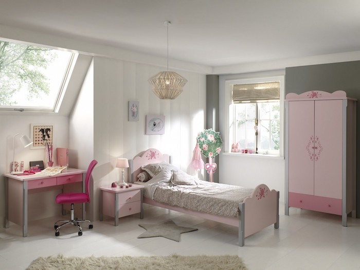 amenajare camera fete moderna mobilier camera fetite roz