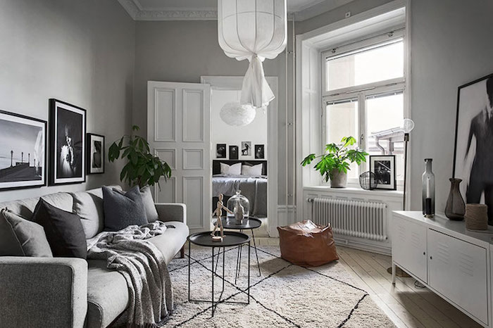 Amenajare apartament mic de 46 m2 in accente gri