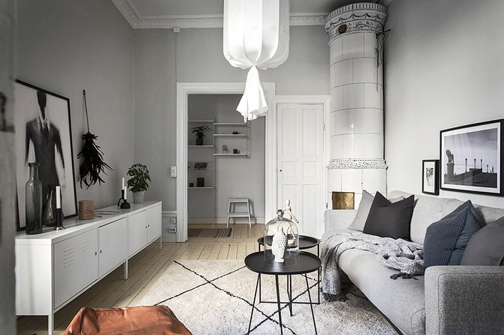 amenajare living modele Amenajare apartament mic de 46 m2 in accente gri