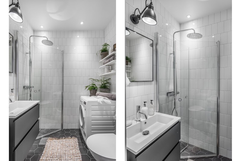 amenajare baie mica moderna garsoniera 31 m2