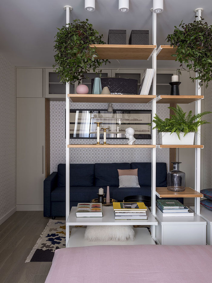 amenajare studio garsoniera living si dormitor in aceeasi incapere