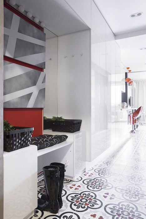 amenajare hol modern garsoniera 35 mp cu gresie cu model
