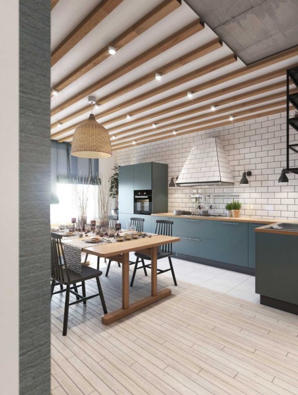 amenajare bucatarie in stil industrial apartament