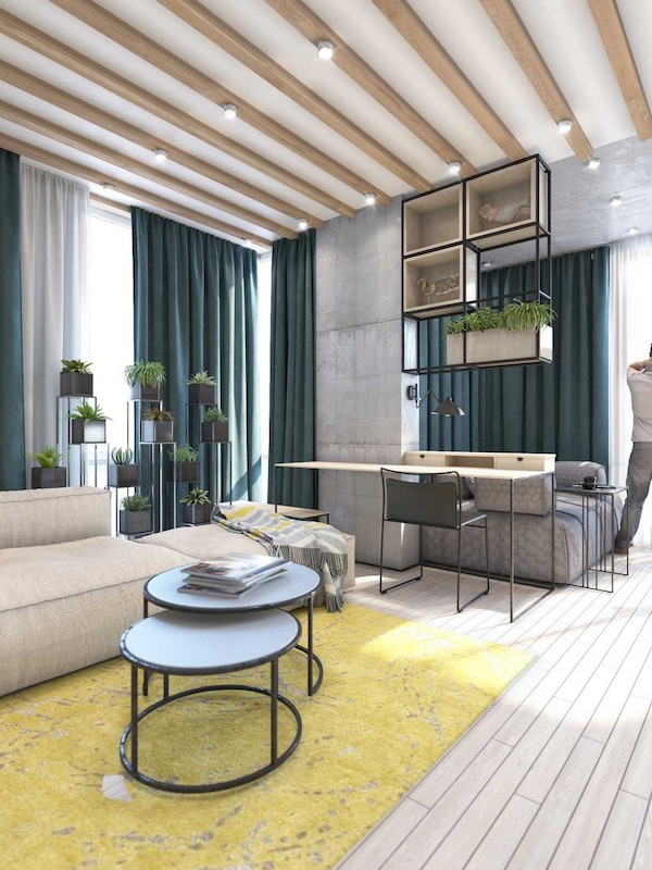 Proiect de amenajare in stil industrial intr-un apartament de 74 mp