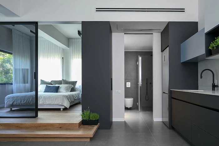 idee amenajare garsoniera mica compartimentare ingenioasa