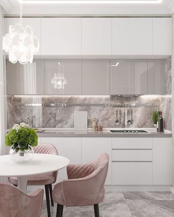 idee amenajare bucatarie luxoasa alb crem
