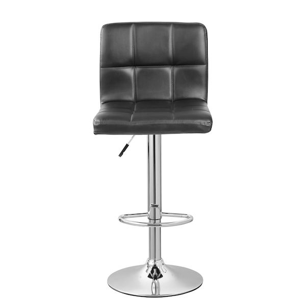 scaun de bar cromat piele negru modern crom inox