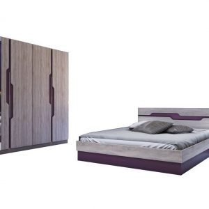 set dormitor modern pat dulap stejar
