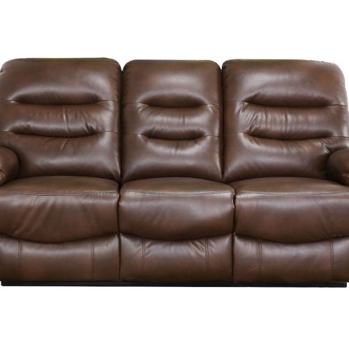 Canapea din piele cu 3 locuri, 2 reclinere, Maro inchis, 193 x 100 x 101 cm