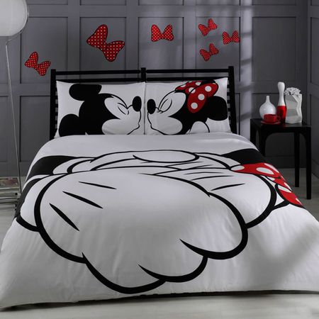 Lenjerie de pat bumbac 100%, 2 persoane, 220x200cm, Valentines Mickey