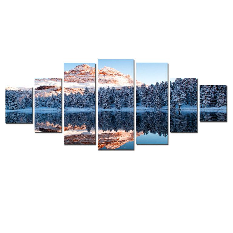 Tablou DualView, luminos in intuneric, Muntii inghetati, 7 piese, 100 x 240 cm