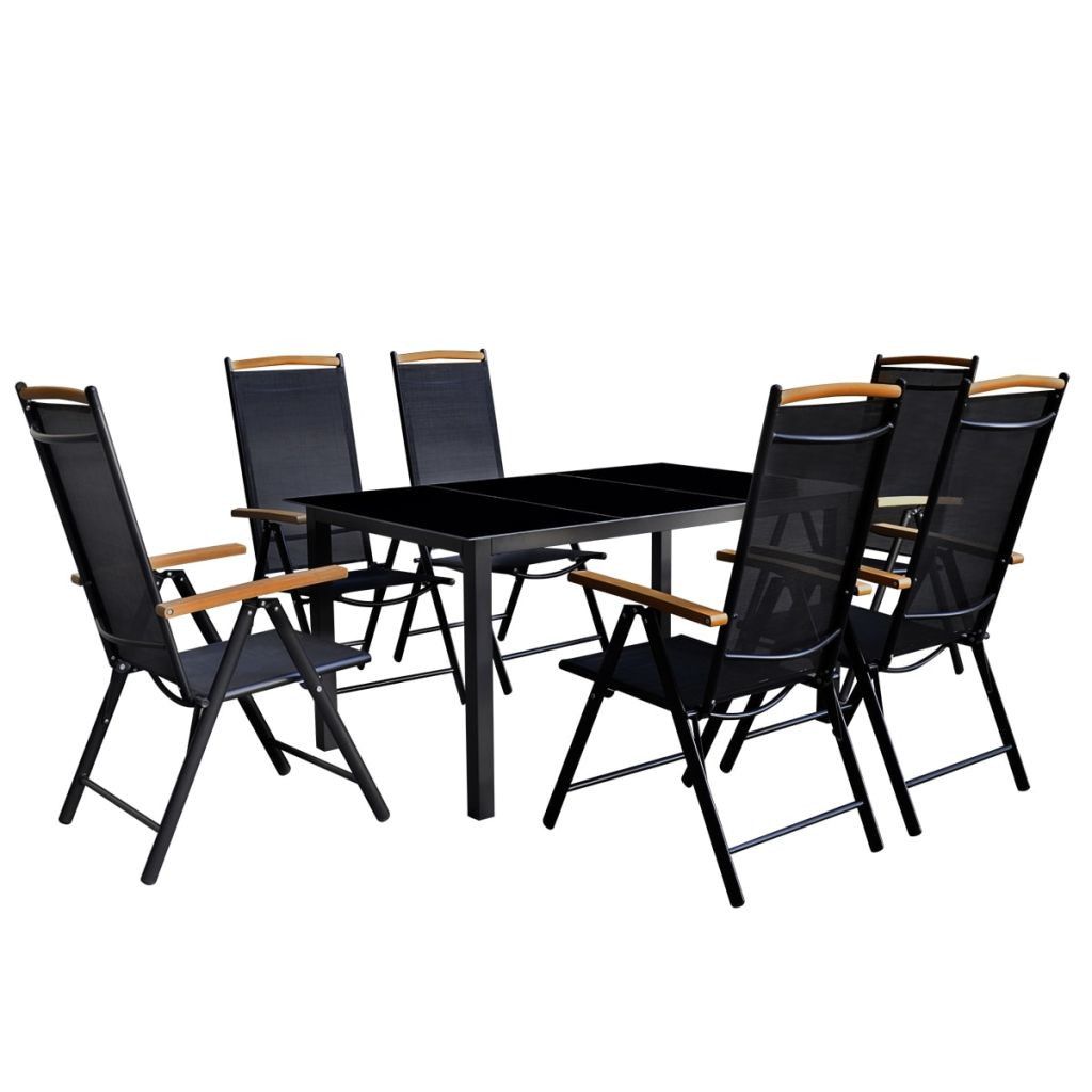 Set mobilier de gradina negru Modern 6 scaune 1 masa