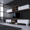 Mobila living Moderna Comoda TV Rafturi Alba Maro pentru living