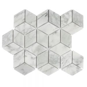 Mozaic Marmura Bianco Carrara Cube Design Mata