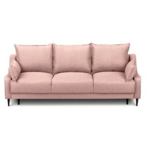 Canapea extensibilă cu 3 locuri și spațiu pentru depozitare Mazzini Sofas Ancolie, roz