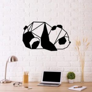Decorațiune metalică de perete Panda, 55 x 33 cm, negru