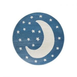 Covor rotund KICOTI Moon, ø 133 cm, albastru-alb
