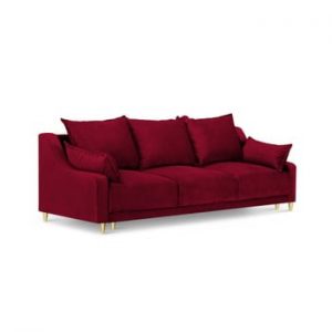 Canapea extensibilă cu 3 locuri și spațiu de depozitare Mazzini Sofas Pansy, roșu