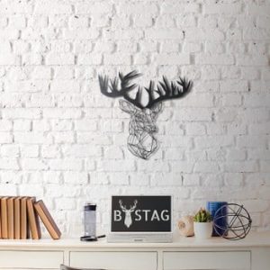 Decorațiune din metal pentru perete Deer, 51 x 49 cm