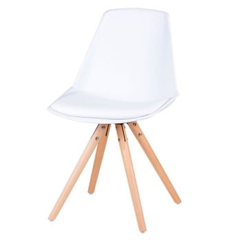 Set 4 scaune cu picioare din lemn de pin Sømcasa Bella, alb
