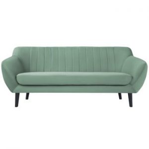 Canapea cu 3 locuri și picioare negre Mazzini Sofas Toscane, verde mentă