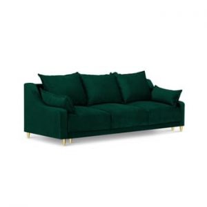 Canapea extensibilă cu 3 locuri și spațiu de depozitare Mazzini Sofas Pansy, verde