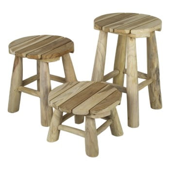 Set 3 scaune din lemn de tec HSM collection