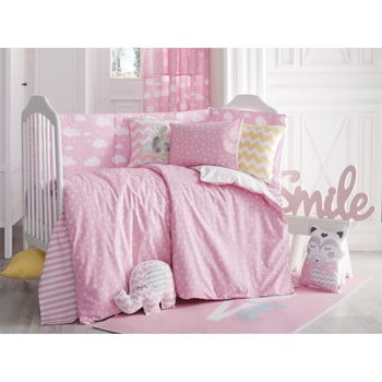 Lenjerie de pat cu cearceaf pentru copii Apolena Carino, 90 x 120 cm, roz