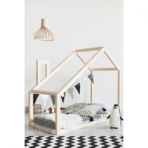 Cadru pat din lemn de pin, în formă de căsuță Adeko Mila DM, 70 x 140 cm