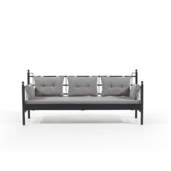 Canapea cu 3 locuri de grădină Lalas DKS, 76 x 209 cm, gri-negru