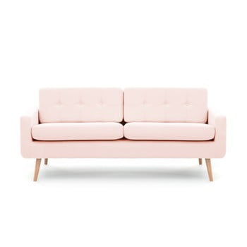Canapea cu 3 locuri Vivonita Ina, roz pastel