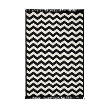Covor reversibil Zig Zag, 140 x 215 cm, alb-negru