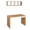 Set birou și raft cu aspect de lemn de stejar Ertel
