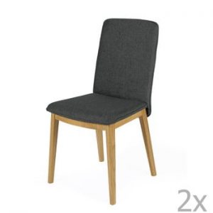 Set 2 scaune, structură din lemn de stejar Woodman Adra Dark Half