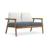 Canapea cu 2 locuri pentru exterior, constructie lemn masiv de salcam Calme Jardin Capri, gri deschis - albastru inchis