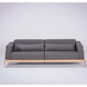 Canapea cu 3 locuri din lemn de stejar Gazzda Fawn Plus, gri inchis