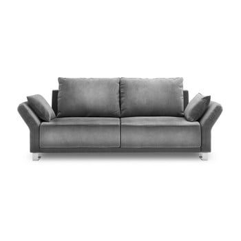 Canapea extensibila cu invelis de catifea cu 3 locuri Windsor & Co Sofas Pyxis, gri