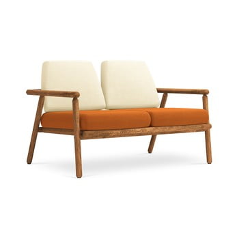 Canapea cu 2 locuri pentru exterior, constructie lemn masiv de salcam Calme Jardin Capri, bej - portocaliu