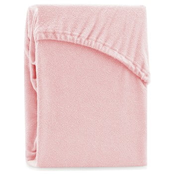Cearsaf elastic pentru pat dublu AmeliaHome Ruby Peach, 180-200 x 200 cm, roz deschis