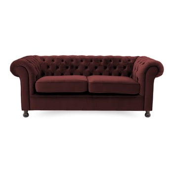 Canapea cu 3 locuri Vivonita Chesterfield, rosu bordo