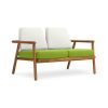 Canapea cu 2 locuri pentru exterior, constructie lemn masiv de salcam Calme Jardin Capri, gri deschis - verde deschis