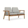 Canapea cu 2 locuri pentru exterior, constructie lemn masiv de salcam Calme Jardin Capri Premium, gri