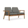 Canapea cu 2 locuri pentru exterior, constructie lemn masiv de salcam Calme Jardin Capri Premium, gri inchis