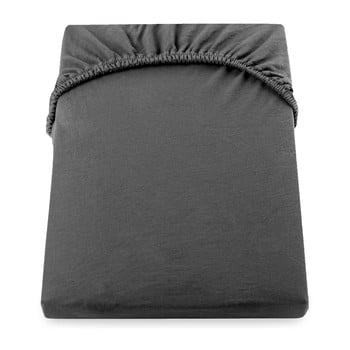 Cearsaf de pat cu elastic DecoKing Nephrite, 120–140 cm, gri inchis